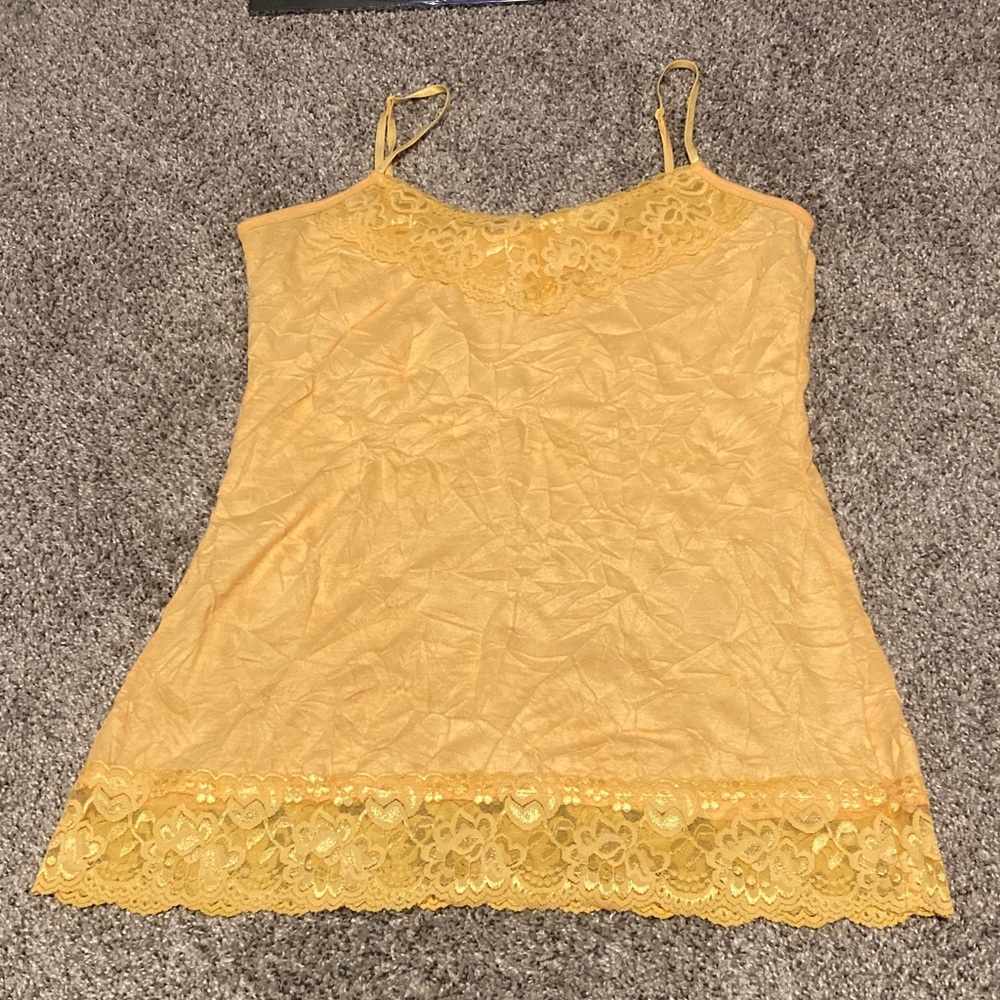 Maurice’s Yellow Lace-Trim Camisole Tank Top